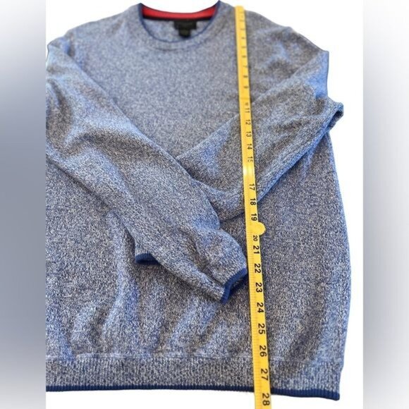 Magaschoni Men’s Sweater Size XL Marled Blue White Crewneck Cotton Blend - Picture 6 of 9